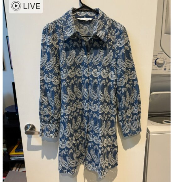 Summer Denim Dress with Embroidered Print - Picture 1 of 3